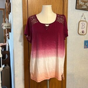 French Laundry Dark Pink Ombre Top - Women’s Size 1X